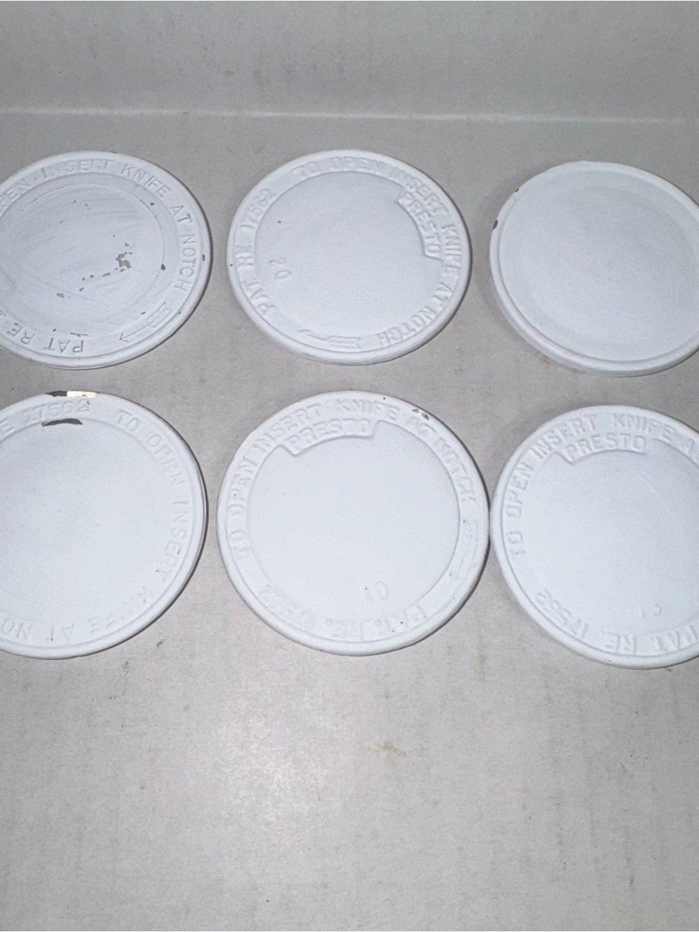 6 Vintage Presto Glass Canning Jar Lid Insert PAT RE 17562 Regular Mouth 2.5"